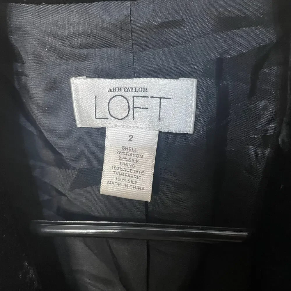 Ann Taylor Velvet Black Blazer Jacket - Picture 6 of 7